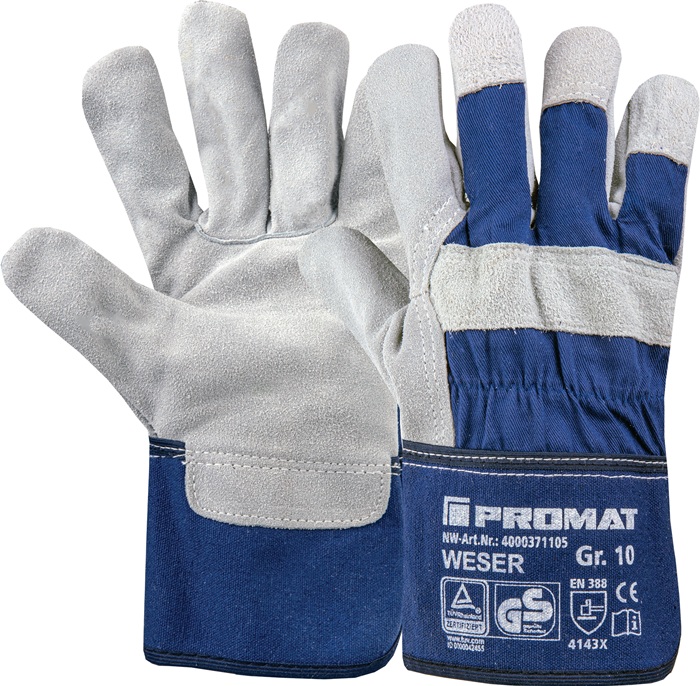 Handschuhe Weser Gr.10 blau EN 388 PSA II PROMAT